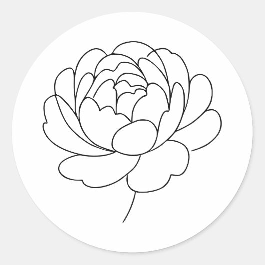 Minimalist Peony Bloom Line Art  Runder Aufkleber (Vorderseite)