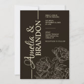 Minimalist Peony Wedding Invitation Elegant Einladung (Vorderseite)