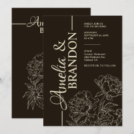 Minimalist Peony Wedding Invitation Elegant Einladung