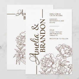 Minimalist Peony Wedding Invitation Luxury Einladung