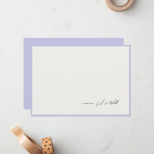 Minimalist Periwinkle Border Personalized Script Mitteilungskarte (Vorderseite/Rückseite Beispiel)