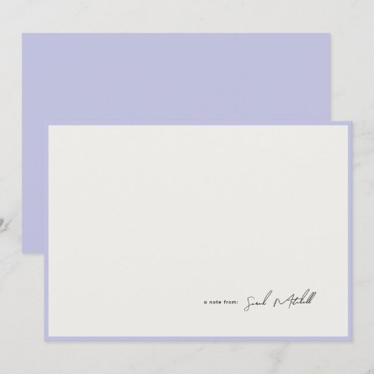 Minimalist Periwinkle Border Personalized Script Mitteilungskarte (Vorne/Hinten)