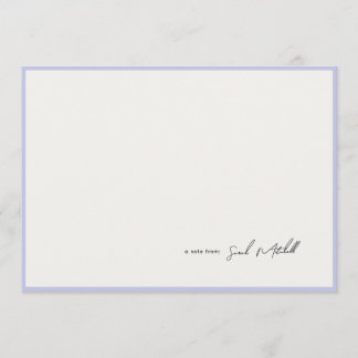 Minimalist Periwinkle Border Personalized Script Mitteilungskarte