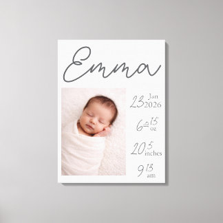 Minimalist Personalizable Birth Details Canvas Leinwanddruck