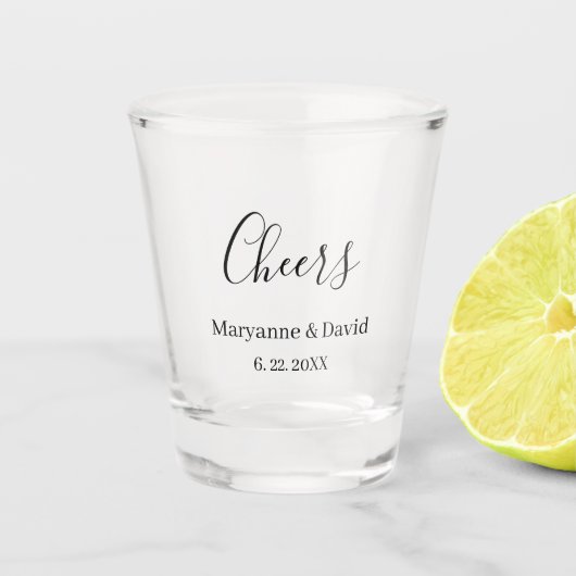 Minimalist Personalized Cheers  Wedding Schnapsglas (Vorderseite)