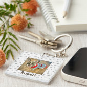 Minimalist Personalized Dog Lover Photo Keychain Schlüsselanhänger (Vorderseite rechts)