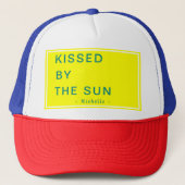 Minimalist Personalized Kissed by the Sun Truckerkappe (Vorderseite)