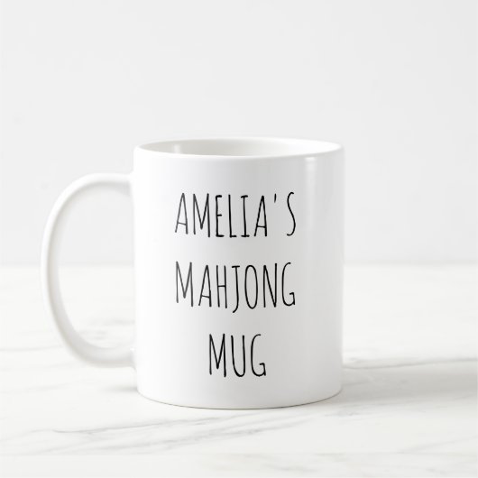 Minimalist Personalized Mahjong Name Design Simple Kaffeetasse (Links)