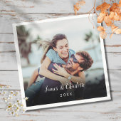Minimalist Personalized Photo Script Name Date Serviette