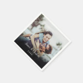 Minimalist Personalized Photo Script Name Date Serviette (Ecke)