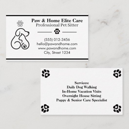 Minimalist Pet Sitter Business Card | Professional Visitenkarte (Vorne/Hinten)
