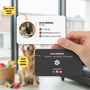 Minimalist Pet Sitting Pfotenabdruck Foto und Soci Visitenkarte