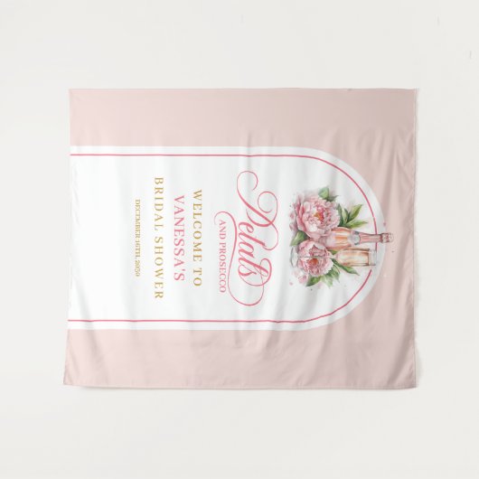Minimalist petals and prosecco backdrop blush tone wandteppich (Vorderseite (Horizontal))