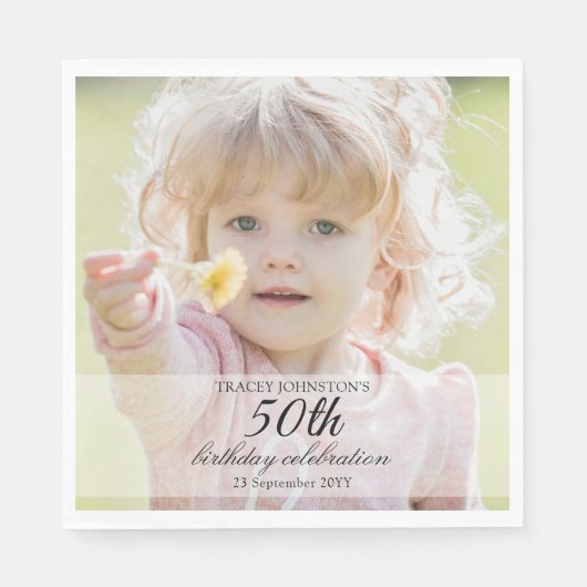 Minimalist Photo 50th Birthday Serviette (Vorderseite)