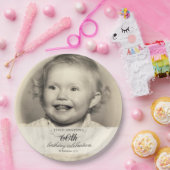 Minimalist Photo 60th Birthday Pappteller (Party)