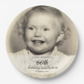 Minimalist Photo 60th Birthday Pappteller (Vorderseite)