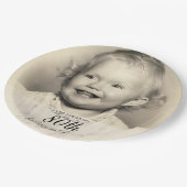 Minimalist Photo 80th Birthday Pappteller (Schrägansicht)