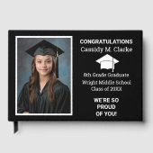 Minimalist Photo 8th Grade Graduation Yard Sign Gästebuch (Vorderseite)