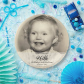 Minimalist Photo 90th Birthday Pappteller (Party)