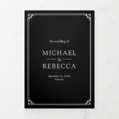 Minimalist Photo Black and White QR Code Wedding Dreifach Gefaltete Einladung (Cover)