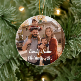 Minimalist Photo Christmas 2025 Personalized Keramik Ornament