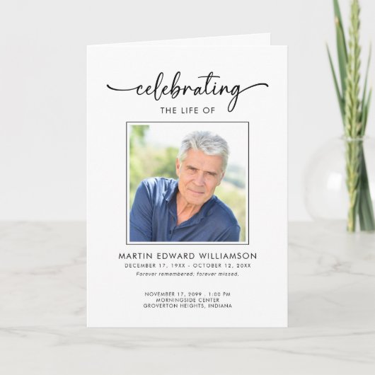 Minimalist Photo Funeral Order of Service Obituary Programm (Vorderseite)