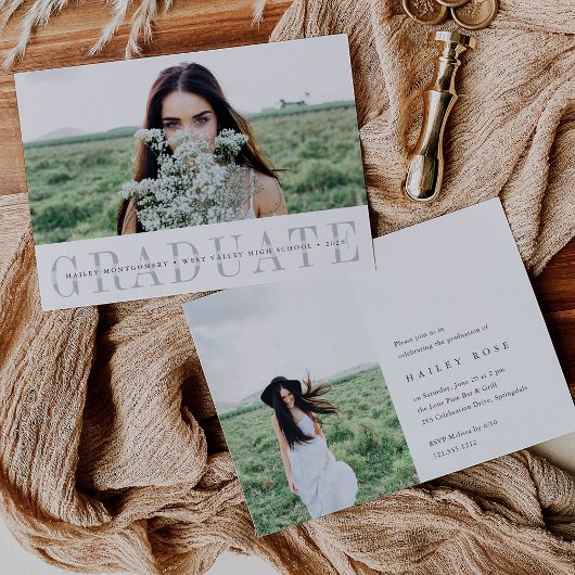 Minimalist Photo Graduation Announcement & Invite Einladung