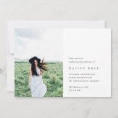 Minimalist Photo Graduation Announcement & Invite Einladung (Rückseite)