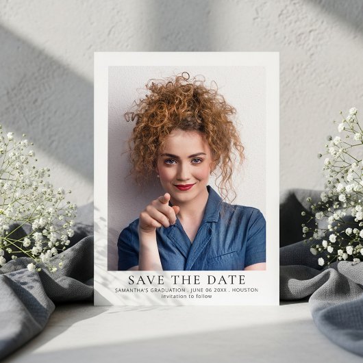 Minimalist Photo Graduation Save The Date