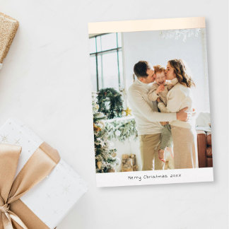 Minimalist Photo Merry Christmas Family Folien Feiertagskarte