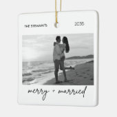 Minimalist Photo Merry & Married Elegant Simple Keramikornament (Links)