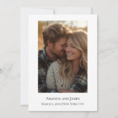 Minimalist Photo | Modern Wedding Announcement Save The Date (Vorderseite)