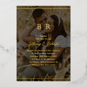 Minimalist Photo Monogram Wedding Folieneinladung