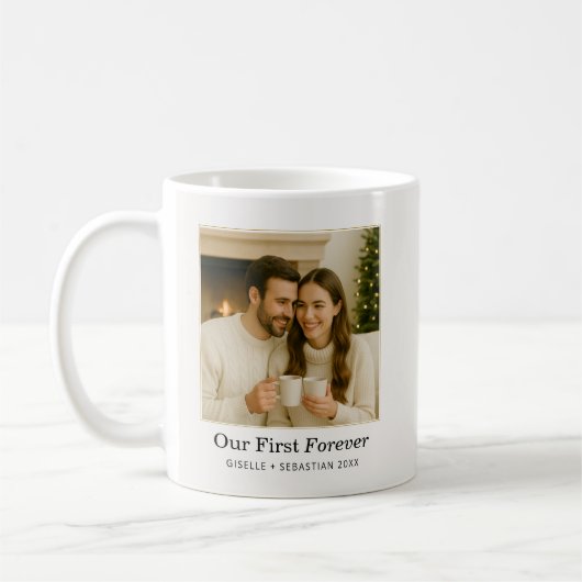 Minimalist Photo Personalized Text Keepsake Kaffeetasse (Links)
