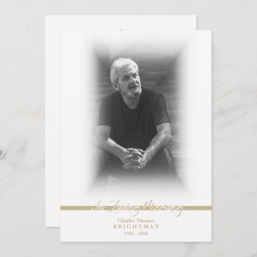 Minimalist Photo Remembrance Service Dear Ones Mitteilungskarte (Vorne/Hinten)