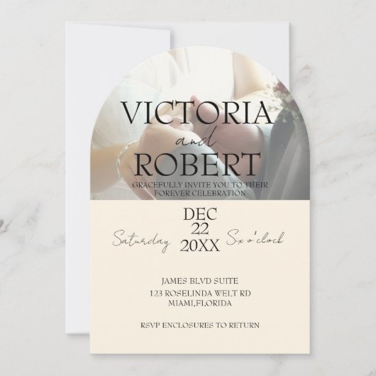 Minimalist Photo Wedding Engagement Arch Einladung (Vorderseite)