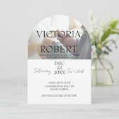 Minimalist Photo Wedding Engagement Arch Einladung (Stehend Vorderseite)