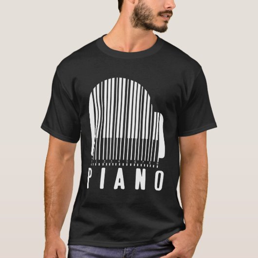 Minimalist Piano Barcode Style Music Lover Humor T-Shirt (Vorderseite)