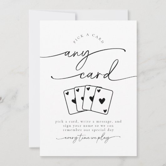 Minimalist Pick A Card Guestbook Sign Einladung (Vorderseite)