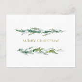 Minimalist Pine Branch Merry Christmas Postcard Postkarte (Vorderseite)
