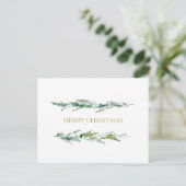 Minimalist Pine Branch Merry Christmas Postcard Postkarte (Stehend Vorderseite)