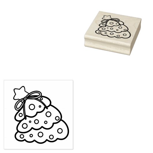 Minimalist Pine Christmas Tree Outline Gummistempel (Stempel)