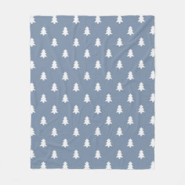 Minimalist Pine Tree Blue Boho Farmhouse Winter Fleecedecke