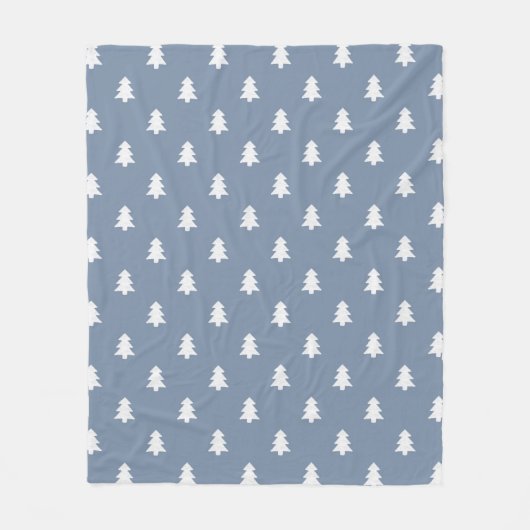 Minimalist Pine Tree Blue Boho Farmhouse Winter Fleecedecke (Vorderseite)