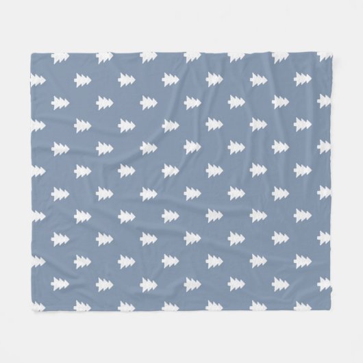 Minimalist Pine Tree Blue Boho Farmhouse Winter Fleecedecke (Vorderseite (Horizontal))