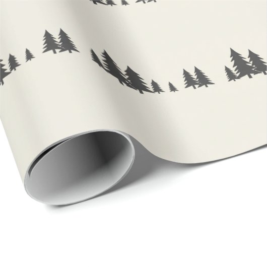 Minimalist Pine Tree Line Modern  Geschenkpapier (Rolleneckpunkt)