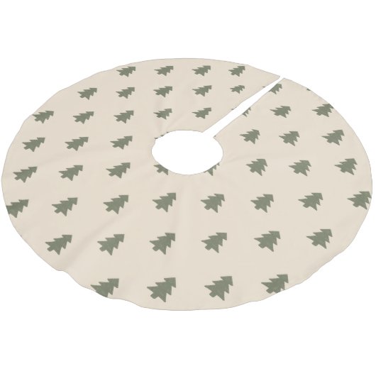 Minimalist Pine Tree Neutral Boho Farmhouse Beige Polyester Weihnachtsbaumdecke (Schrägansicht)