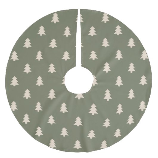 Minimalist Pine Tree Neutral Boho Farmhouse Green Polyester Weihnachtsbaumdecke (Vorderseite)