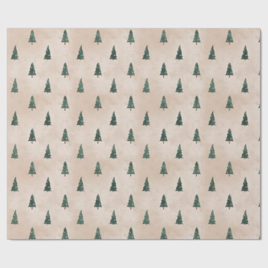 Minimalist Pine Tree Pattern Green Christmas Geschenkpapier (Flach)