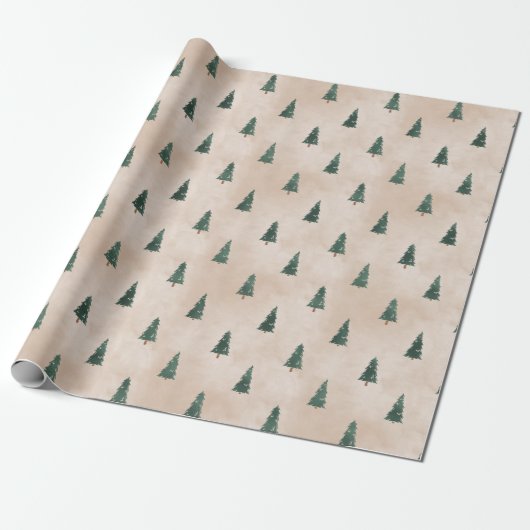 Minimalist Pine Tree Pattern Green Christmas Geschenkpapier (Ungerollt)